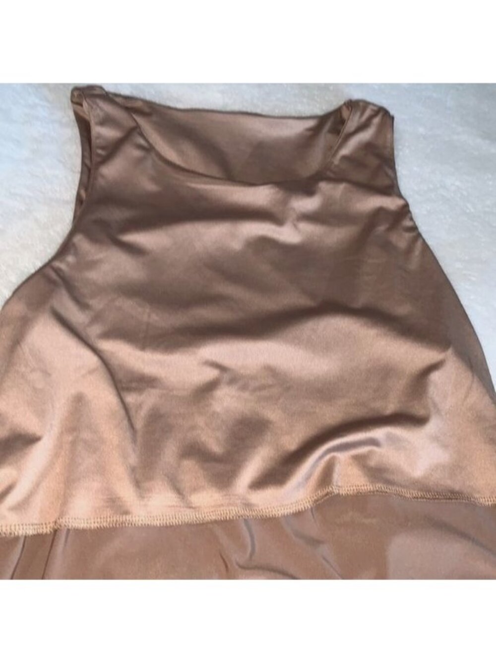 And Now This Womens Tan Sleeveless Bodysuit L Polyester/Spandex Blend Snap Closu - Picture 4 of 11